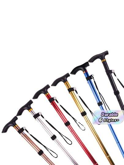 1 Adjustable Aluminum Crutch-Foldable Light Travel Pole With Ergonomic Handle And Non-Slip Rubber Tip, Foldable, Suitable For Elderly/Hiking/Daily Use-Mobility Aids, Elderly Support, Hiking Pole, Airport Travel Must-Have Items, Folding Crutches, Light Crutches, Travel Accessories, Gift For The Elderly!