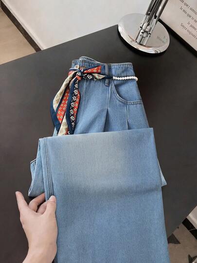 GlowEve Quần jeans denim mài kiểu cổ điển dành cho nữ cỡ lớn, thích hợp cho mùa xuân/hè.