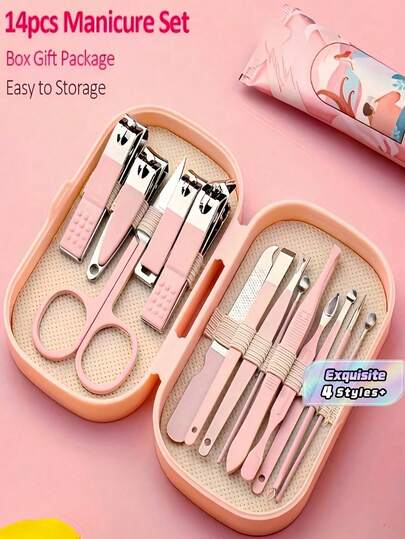Professional Manicure Care Set, Women's Personal Care Set, Foot Care Set With Ear Wax Cleaning Tool, Nail Clippers, Manicure Tools, Unisex Travel Bag, Gift For Friends And Parents
