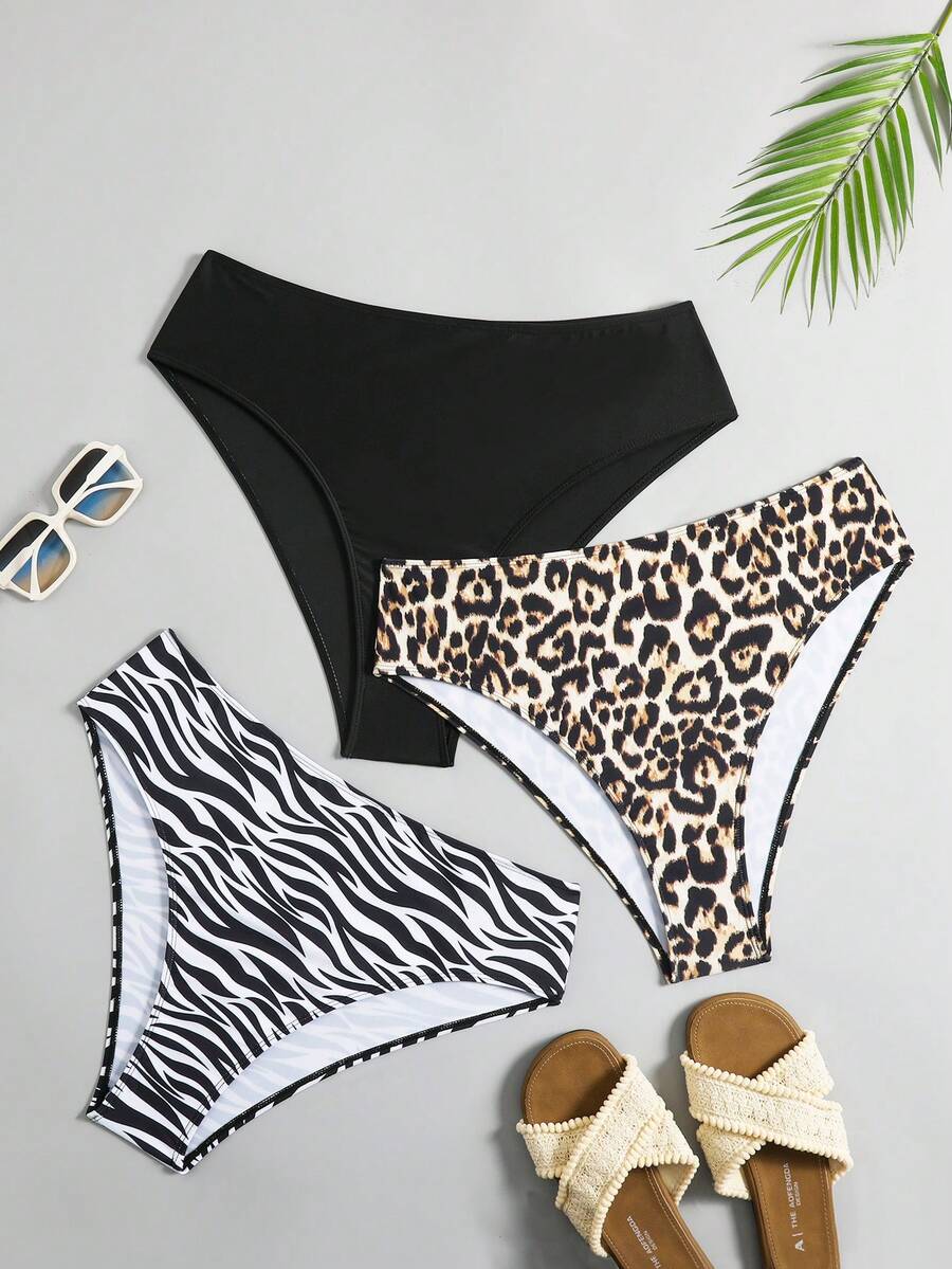 Swim Lushoire Bộ 3 quần bikini tam giác cỡ lớn dành cho nữ, thích hợp cho kỳ nghỉ hè và đi biển. - Nhiều màu - Xem 1