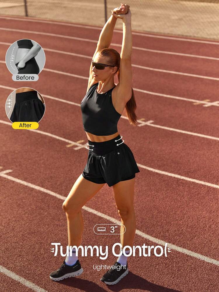 3'' VitalSwift Miles Ahead Lightweight Quick-Dry Stretchy Odor Control Seamless Fold-Over Waist Shorts Training Tennis Running Workout Gym Wear