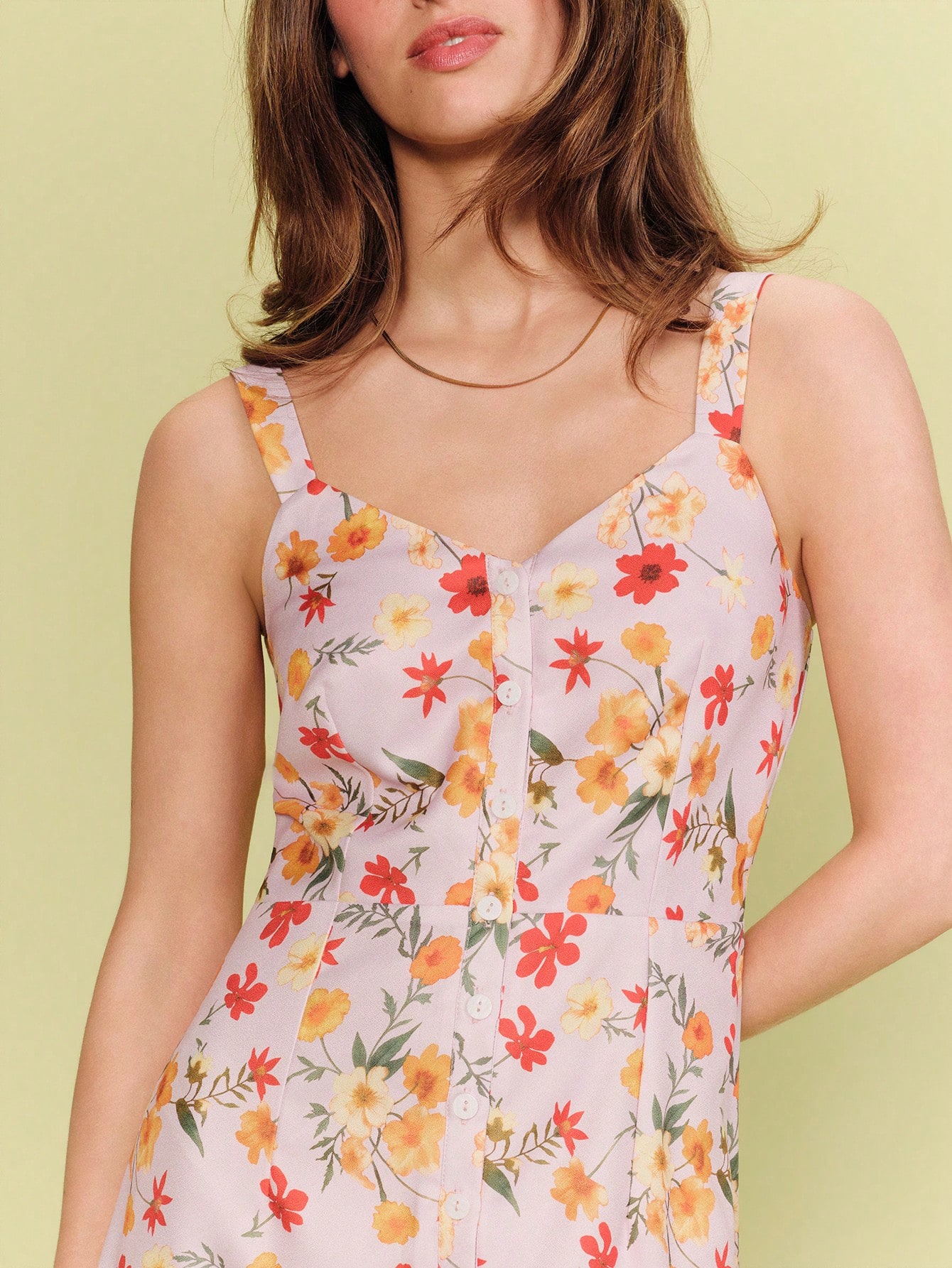 Lilac Floral Midi Dress With Button-Down Front And Sweetheart Neckline Spring Summer Casual Holiday Dress Flower Dress French Style Dress