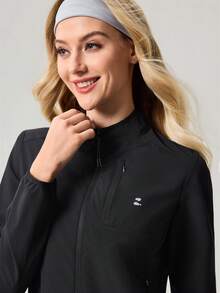 OutZeal Chaqueta negra deportiva para mujer, ropa de gimnasio, ligera, de manga larga con cremallera, parte superior activa - Negro - Ver 7