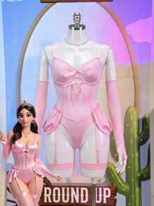 Fantasy Costume Fantasy Costume Bộ trang phục nơ ruy băng 3 món dành cho nữ - Hồng - Xem 5