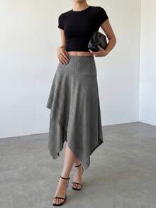 Modelyn Women's Casual Girlisim Pastal Asymmetric Hem Skirt, Autumn Golf - Multicolor - View 6
