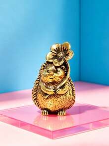Zazumi 1Pc Flower Leaf Hedgehog Ornament, Brass Craft Texture, High-End Niche Cultural Creativity, Home Desktop Decoration - multicolor - View 4