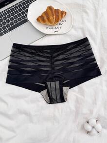 Napfluff Quần lót lưới phối họa tiết gợi cảm thời trang dành cho nữ - màu đen - Xem 1