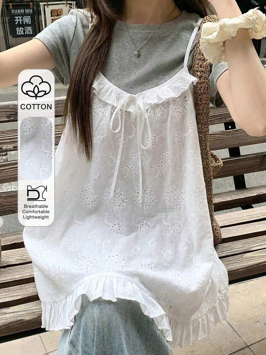 DAZY 女士纯色简约休闲吊带背心（夏季款） - 白色 - 查看 1