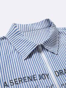 STYNVO Men's Casual Striped Letter Print Short Sleeve Shirt, Summer - Multicolor - View 3