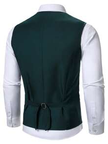 Calvornis Men's Party Banquet Patchwork Sequin Botanical Pattern Performance Dinner Waistcoat - Green - View 2