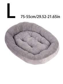 1 chiếc đệm ngủ tròn bằng vải nhung mềm mại dành cho thú cưng nhỏ/vừa, dày dặn, ấm áp, màu xám đậm, đệm ngủ mềm mại cho mèo/chó. - Màu xám đen - Xem 12