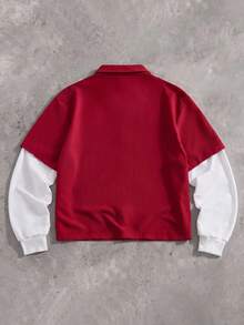 SWAVVY Camisa de botones 2 en 1 para hombre - Rojo - Ver 3