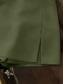 EMERY ROSE Thời trang nữ cỡ lớn, phong cách thường ngày, đa năng, chất liệu mềm mại, có họa tiết, quần short/váy/quần lửng/quần bó sát cạp cao xẻ tà, thích hợp cho mùa xuân và mùa thu. - xanh quân đội - Xem 5