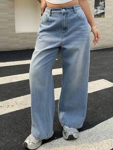 Dazy Plus Damen Loose Fit Jeans in verwaschenem Denim mit Schleife und Strass-Seitennaht-Dekor in Große Größen, geeignet für alle Jahreszeiten - Mittele Waschung - Übersicht 8