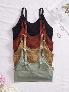 Lowkey Lull 4pcs/Set Minimalist Solid Color Comfortable Wireless Bras - Multicolor - View 2