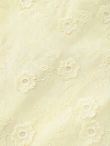 Elenzga Áo kiểu dáng lãng mạn Pháp mùa xuân/hè, chất liệu jacquard thêu họa tiết, cài cúc đơn, viền bèo nhún, thích hợp cho kỳ nghỉ, hẹn hò, phong cách quý cô trưởng thành. - Màu vàng - Xem 3