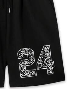 Manfinity Homme Conjunto de camiseta de tirantes y pantalones cortos con estampado de número de Chicago para hombre, vacaciones - Negro - Ver 5