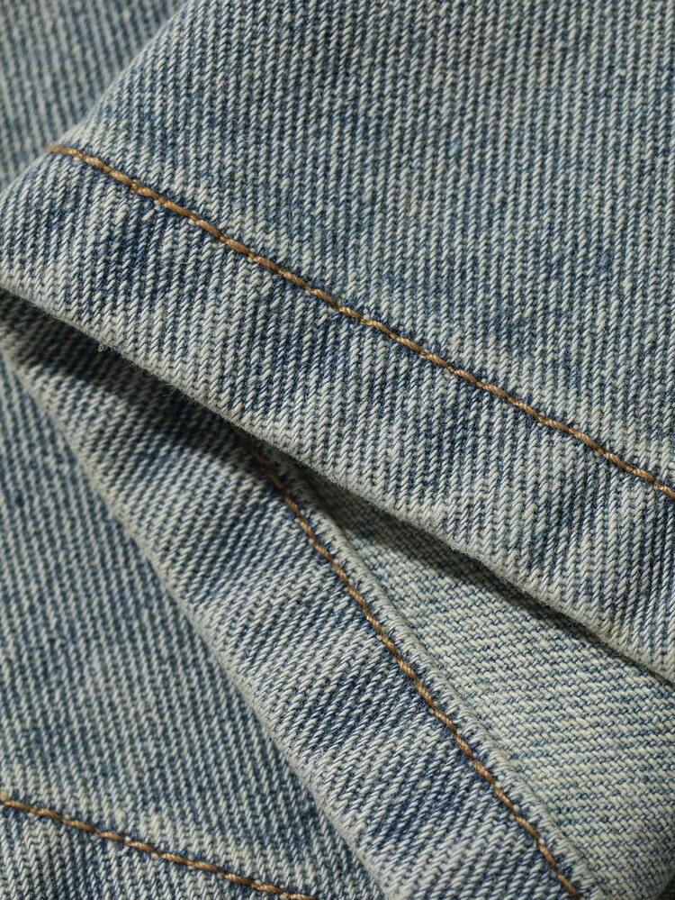 Women's Casual Loose Fit Contrast Color Pocket Flare Leg Jeans