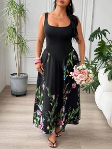 SHEIN EZwear 黑色休闲加大码女式连衣裙 - 彩色 - 查看 5