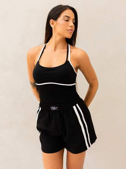 Maju Mazalli Striped & Letter Graphic Sports Shorts For Summer Comfy ShortsWomen Sweat Short, Gym Short, Biker Short