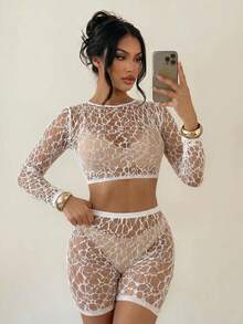 Sirith 2026 New High Elastic Hollow-Out White Pants For Women Beach Summer Sexy - White - View 3