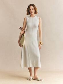 Rosivie Giày sandal đế bằng nữ đa năng với tua rua xoắn. - Màu be - Xem 5