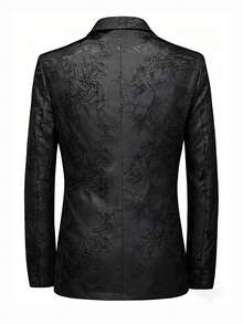 Manfinity Mode Jaket Jas Pria Mewah Tenun Jacquard Hitam - Hitam - View 2