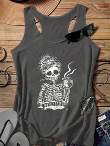 EMERY ROSE Plus Size Casual Minimalist Camisole Suitable For Summer - Dark Grey - View 1