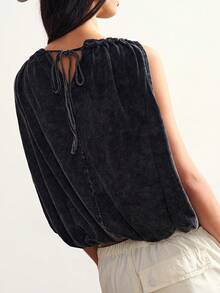 Bohemela Women's Summer Casual Black Washed Knit Loose Tank Top, Festival/Beach/Vacation/Everyday, Juneteenth - Black - View 4