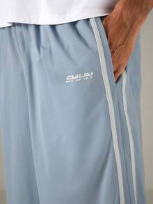 SUMWON Pull-On Baller Shorts With Curved Hem And Contrast Stripe Detailing For Casual Summer Wear - Blue and White - View 7