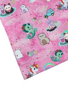 SHEIN Women's Pink Anime Cute Cartoon Pattern Scrub Top,V-Neck Short Sleeve Double Pocket Nurse Uniform,Veterinary Grooming Work Outfit,Functional Workwear - Pink - View 4