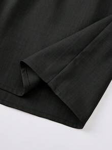 EMERY ROSE Women's Casual Commute Daily Outing Elastic Waist Round Slit Design Chinese Knot Decor Button Shorts - Black - View 3