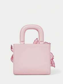 SHECARRY Ladies' Fashionable And Elegant Classic Pink Flower Sequined Handbag, Ladies' Dinner Bag, Suitable For Girls, Ladies, Women, College Students, Brides, Bridesmaids, Wedding Guests, Honeymoons, Parties, Proms, Weddings, Clubs, Dates, Dinners, Valentine's Day And Other Occasions, Exquisite Floral Pattern Women's Handbag - Light pink. - View 4