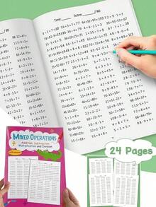 32 Pages Children's Basic Math Workbook, Includes Number Line Addition & Subtraction, Addition & Subtraction Within 1000, Mixed Operations, Multiplication & Division Exercises, Suitable For Preschool Home Education And Kindergarten, Cultivate Children's Interest In Learning Math, Improve Learning Ability, Stimulate Logical Thinking, An Ideal Gift For Children And Back-To-School Season - Multicolor - View 20