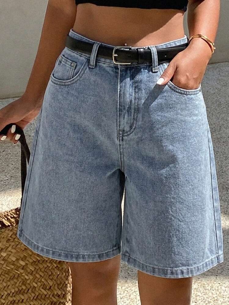Women's Comfortable Casual Loose Fit Denim Bermuda Shorts, Summer
