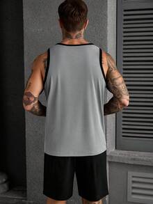 Manfinity CasualCool 男士舒适罗纹圆领背心套装（2件装）搭配纯色抽绳弹力腰短裤，休闲度假、派对、聚会、运动、简约办公皆宜，经典日系畅销背心短裤套装，自穿或送礼皆可，春夏款。 - 彩色 - 查看 2