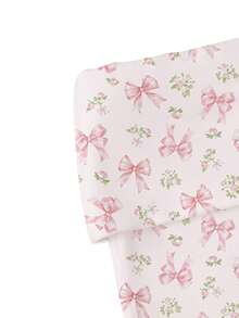 ROMWE Kawaii Cute Bow Print White Adorable Collegiate Sexy Basic Cute Low-Cut Shorts For Women Honeymoon Summer - Pink - View 3