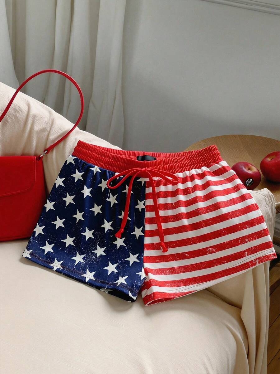 SHEIN EZwear Quần short nữ in họa tiết cờ Mỹ ngày 4 tháng 7, thích hợp cho đi làm hàng ngày, hẹn hò, tụ họp, mùa thu/đông/hè, Giáng sinh, Năm mới, Lễ Tạ ơn, tiệc tùng, đám cưới, bãi biển, lễ tốt nghiệp, thời trang, thanh lịch, thường ngày, đi chơi, hẹn hò, đặt chỗ, đi làm, lấp lánh, Ngày lễ tình nhân, sang trọng, kỳ nghỉ, thường ngày, Y2K, đi chơi, lễ tốt nghiệp, v.v. - Nhiều màu - Xem 1