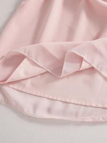 SHEIN Bộ đồ hè 2 món cho bé gái tuổi teen, áo hai dây màu hồng không tay có nơ kết hợp với chân váy voan, thoải mái và đa năng. - Hồng - Xem 5