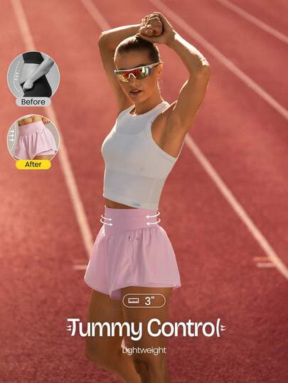 GLOWMODE 7,5 cm VitalSwift Miles Ahead Lätta, snabbtorkande, stretchiga, luktkontrollsömlösa shorts med vikbar midja Träning Tennis Löpning Träningskläder Gymkläder