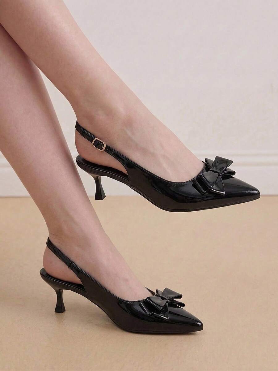 Eladyva 法式经典国风优雅飘逸绑带仙女蝴蝶结高端凉鞋，时尚春夏凉鞋，新款Diva仙女尖头高跟鞋，蝴蝶结装饰通勤温柔凉鞋，新款夏季百搭包头凉鞋搭配连衣裙