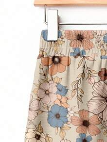 Rusticease Women's Casual Loose Floral Print Elastic Waist Wide Leg Pants, Apricot Color, Suitable For Autumn/Winter,Fall - Multicolor - View 5