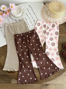 SHEIN Quần ống loe cạp chun cho bé gái - Nhiều màu - Xem 4