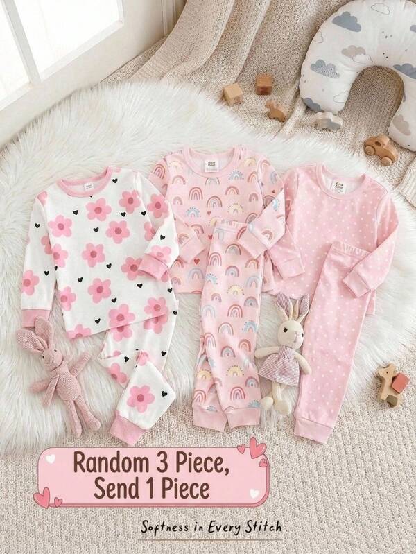Cozy Pixies Conjunto de pijama de 2 piezas para niña bebé con top de manga larga de cuello redondo suave con conejo y lazo, y pantalones largos de cintura elástica, adecuado para el hogar, vacaciones, Pascua, para usar por capas, multiocasión