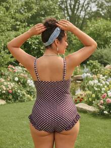 Swim Mod Plus Size Women One-Piece Random Print Sexy & Cute Sports Swimsuit - Multicolor - View 2