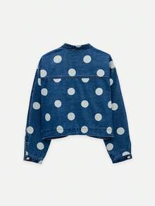 Nöista Áo khoác denim chấm bi với chi tiết cúc Trung Quốc ở phía trước. Thích hợp cho lễ hội, Ngày của Mẹ, trang phục thường ngày, lễ tốt nghiệp. - Rửa tối - Xem 7