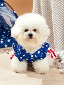 PETSIN 1 pezzo Vestito carino per animali domestici con motivo a stelle e strisce patriottico - Multicolore - Visualizzare 8