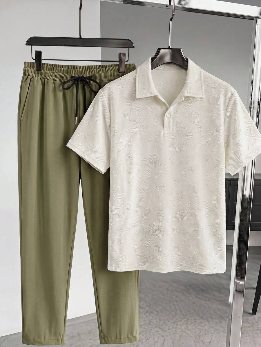 Manfinity RebelGame Men's Casual Short Sleeve Shirt And Pants Set - Multicolor - View 1