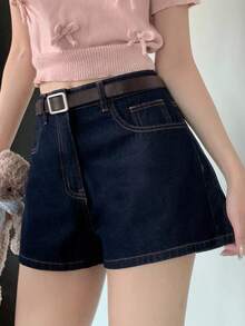 DAZY Quần short denim có túi phong cách đường phố dành cho nữ, thích hợp cho mùa hè. - Màu xanh lam - Xem 5