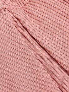 Elenzga Women's Solid Color V-Neck Short Sleeve Ruffle Rib T-Shirt, Summer - Pink - View 7